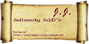 Jedlovszky Jolán névjegykártya